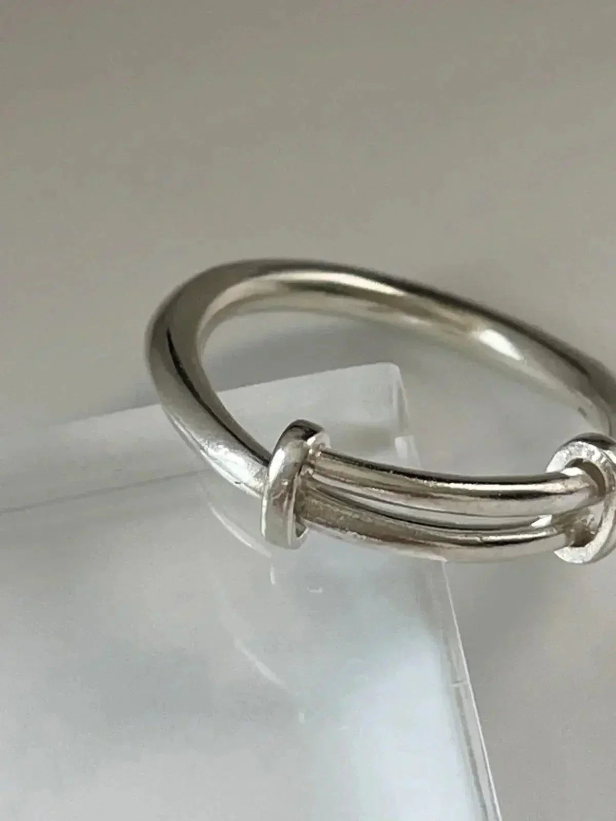 Minimalistische verstelbare zilveren ring - Strak open ontwerp