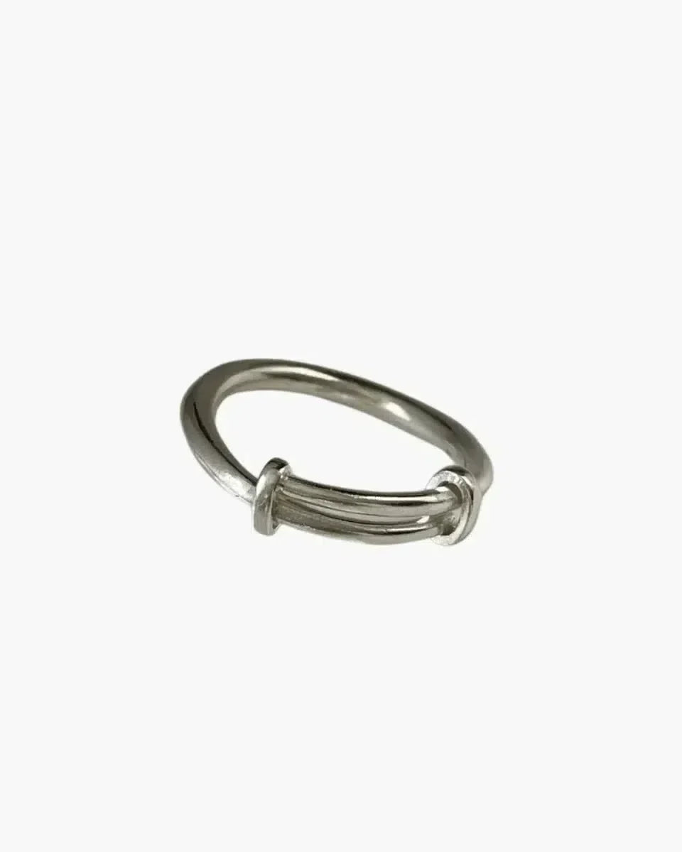 Minimalistische verstelbare zilveren ring - Strak open ontwerp