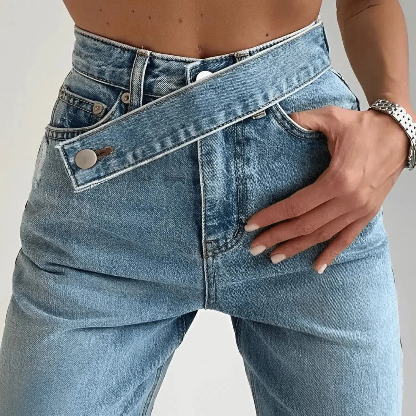 Casila – Asymmetrische sluiting – Rechte jeans
