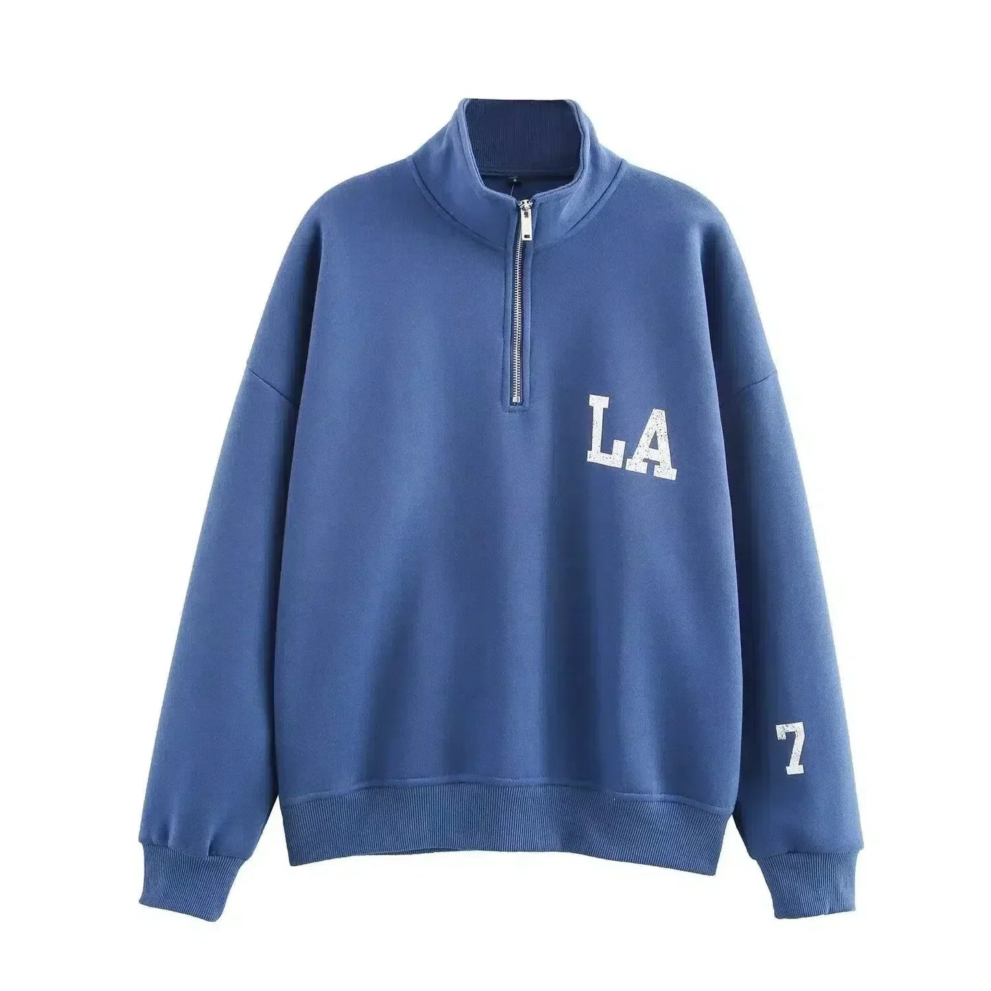Damaris – Half-zip trui en broek met boorden – LA-loungeset