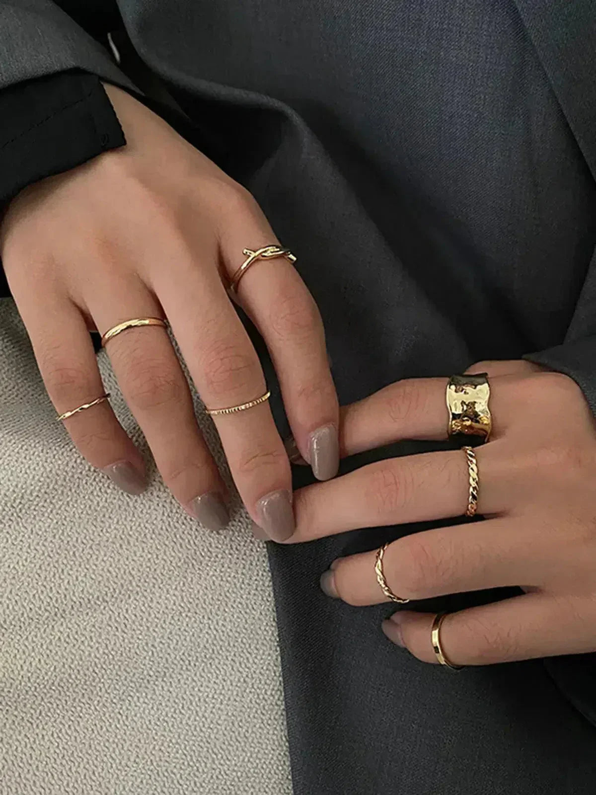 Goudkleurige ringenset - Minimalistisch & stapelbaar (8-delig)