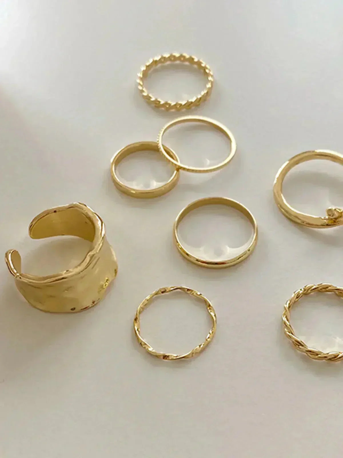 Goudkleurige ringenset - Minimalistisch & stapelbaar (8-delig)