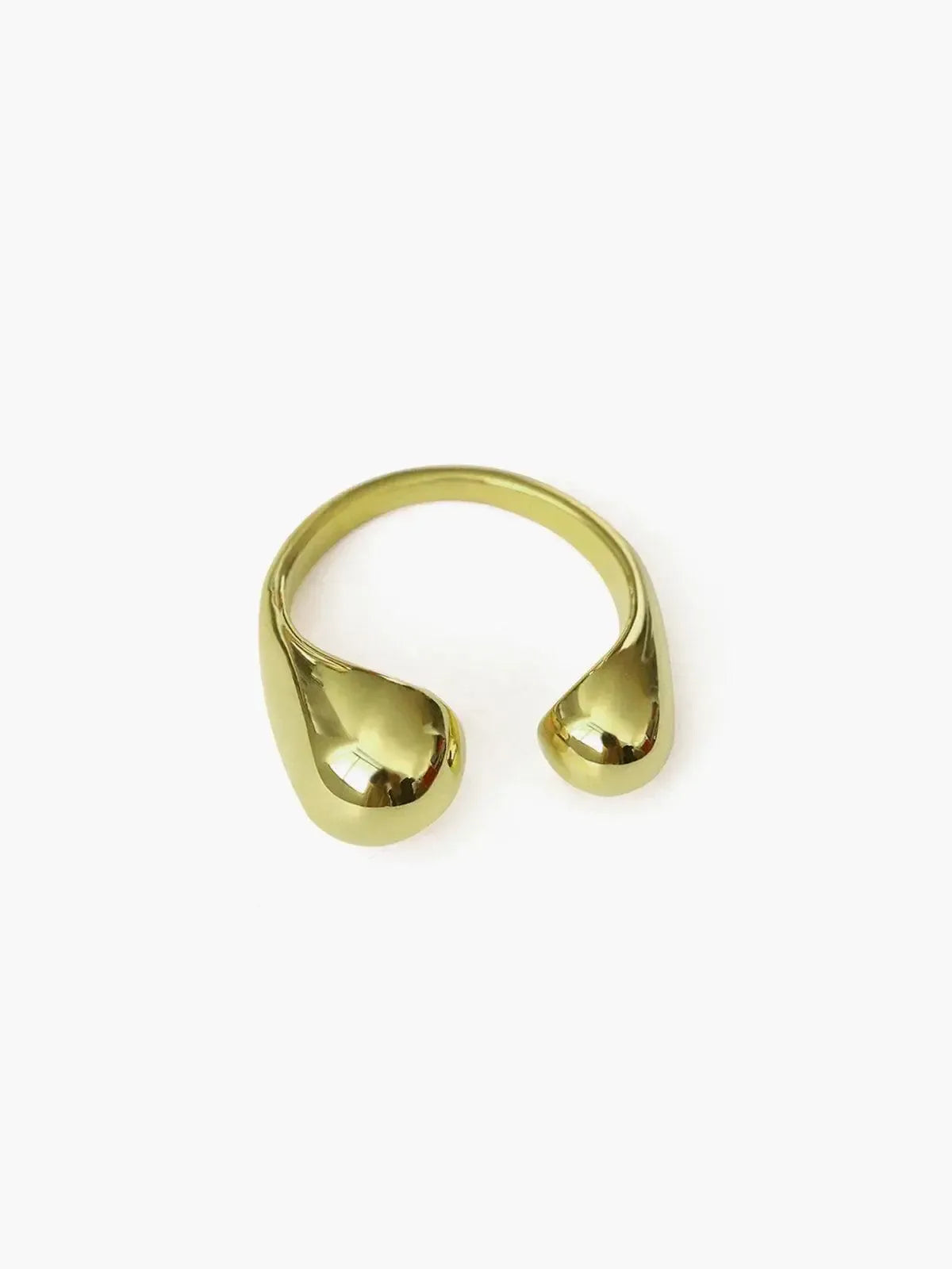 Minimalistische goudkleurige open ring - Gepolijst druppel-ontwerp