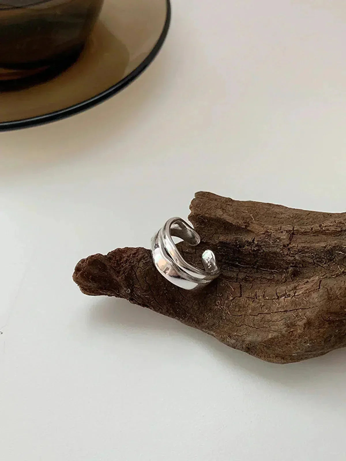 Minimalistische verstelbare ring - Gelaagd open ontwerp