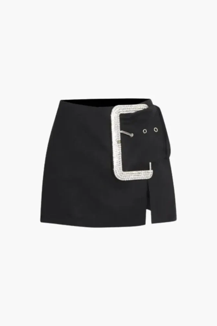 Zeno – Kristallen gesp detail – Minirok met split