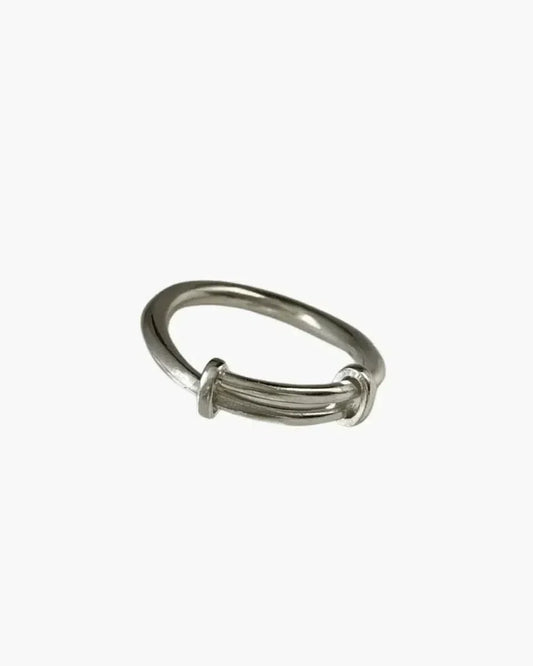 Minimalistische verstelbare zilveren ring - Strak open ontwerp