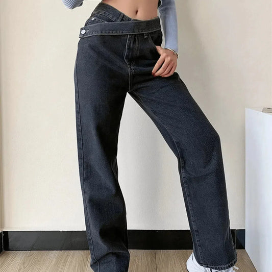Casila – Asymmetrische sluiting – Rechte jeans