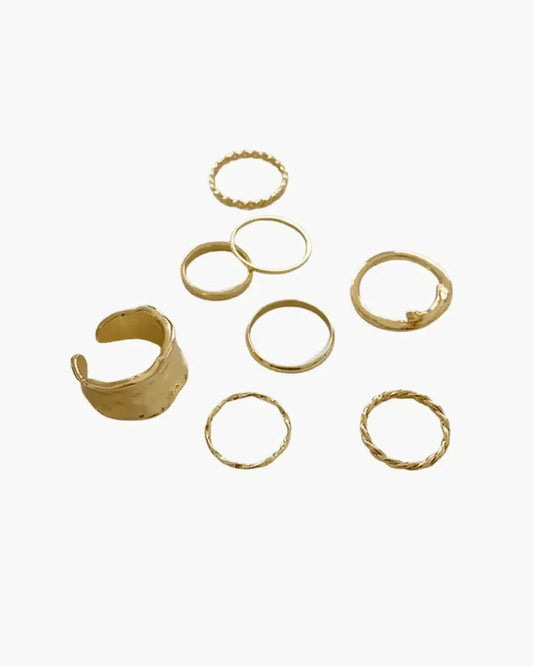 Goudkleurige ringenset - Minimalistisch & stapelbaar (8-delig)