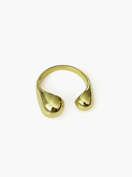 Minimalistische goudkleurige open ring - Gepolijst druppel-ontwerp