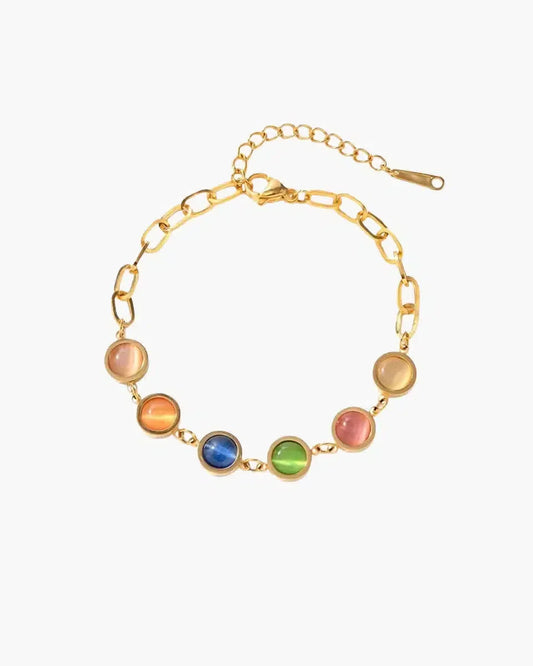 Goudkleurige armband met gekleurde stenen - Verstelbare lengte